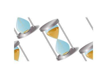 Dikişsiz desen kavramı vakit nakittir, kum, altın sikkeler bir kum saati gibi para. Zaman yönetimi illüstrasyon. Zaman yönetimi iş kavramı.