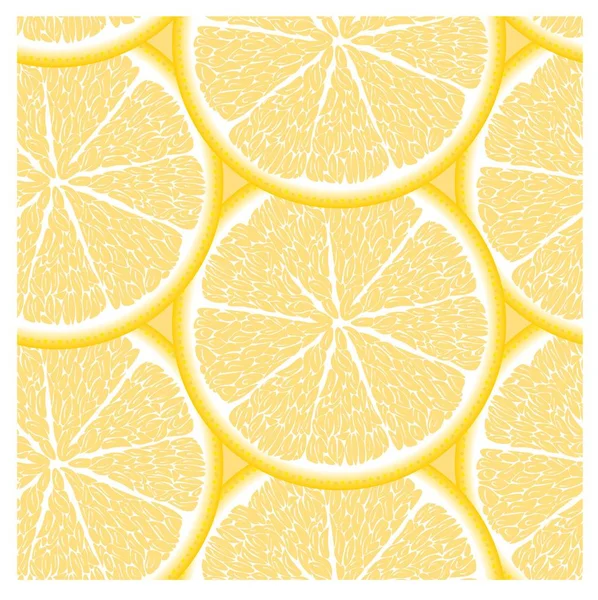 Patrón sin costuras con maduro, brillante, jugoso, colorido, grandes rebanadas de limón cítrico, limón, naranja, pomelo — Vector de stock