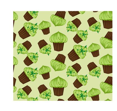 İştah açıcı cupcakes yeşil krem ve nane ile Seamless Modeli