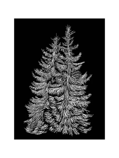 Árvore de Natal abstrata com linha de esboço manual, ilustração para —  Vetores de Stock