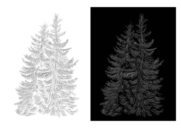Abstrakter Weihnachtsbaum mit handskizzierter Linie, Illustration für — Stockvektor