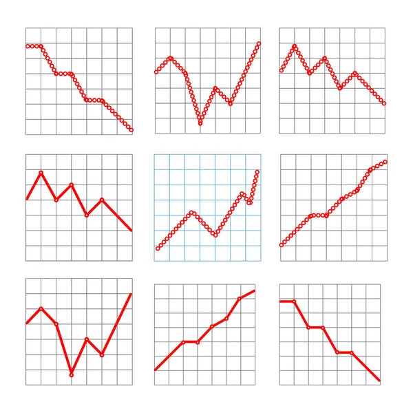 Gráficos de negócios de linha mostrando desempenho e vendas — Vetor de Stock