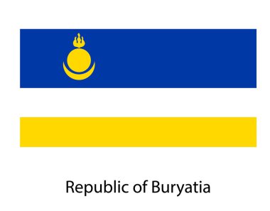 Beyaz arka planda Buryatia Cumhuriyeti ulusal bayrağı. hasta