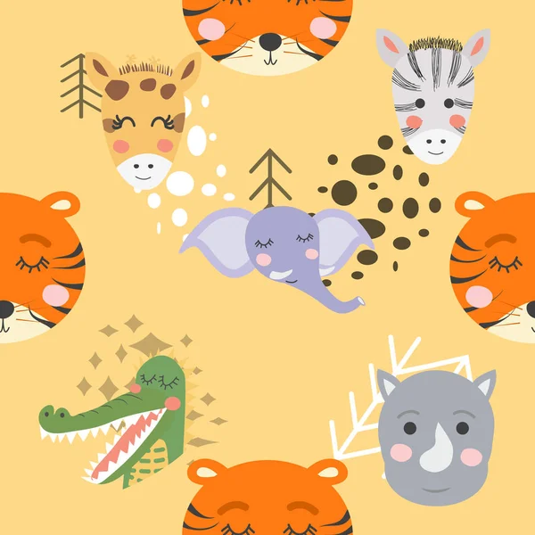 Animal forestier motif sans couture. illustration dessinée à la main — Image vectorielle