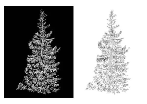 Albero di Natale astratto con linea di schizzo a mano, illustrazione per — Vettoriale Stock