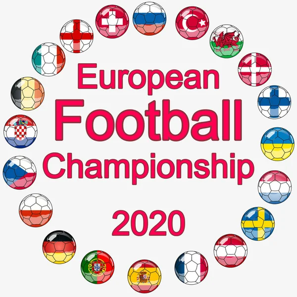 ธงของประเทศที่เข้าร่วมในแชมป์ฟุตบอลยุโรป — ภาพเวกเตอร์สต็อก