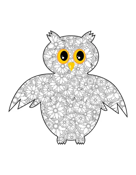 Ornamental Owl, ethnic zentangled mascot, amulet, mask of bird, — 스톡 벡터