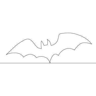 Sürekli bir çizgi çiziyor. Cadılar Bayramı yarasa silueti.