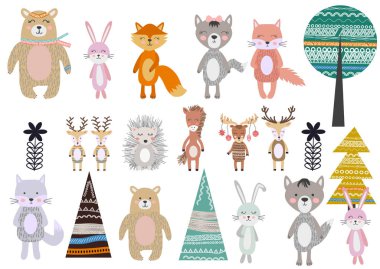 Sevimli İskandinav Tarzı Hayvanlar ve Tasarım Elemanları