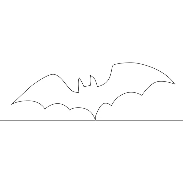 Dessin continu d'une ligne. Silhouette de chauve-souris Halloween . — Image vectorielle
