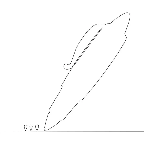 Tintapénz írás papíron. Egy folytonos vonalrajz illúzió — Stock Vector