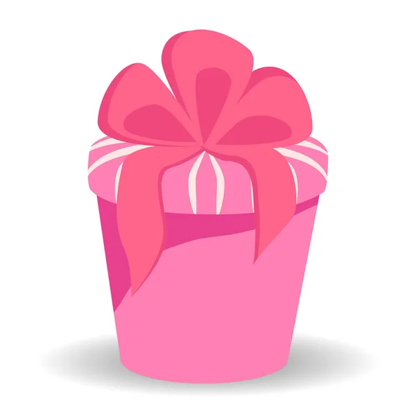 Beautiful present box with overwhelming bow. Gift box icon. Gift — 스톡 벡터