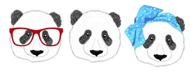 Elinde yay olan bir panda kızının el çizimi.