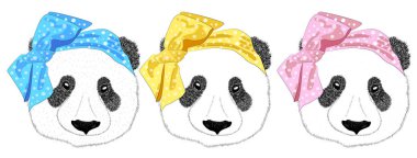 Elinde yay olan bir panda kızının el çizimi.