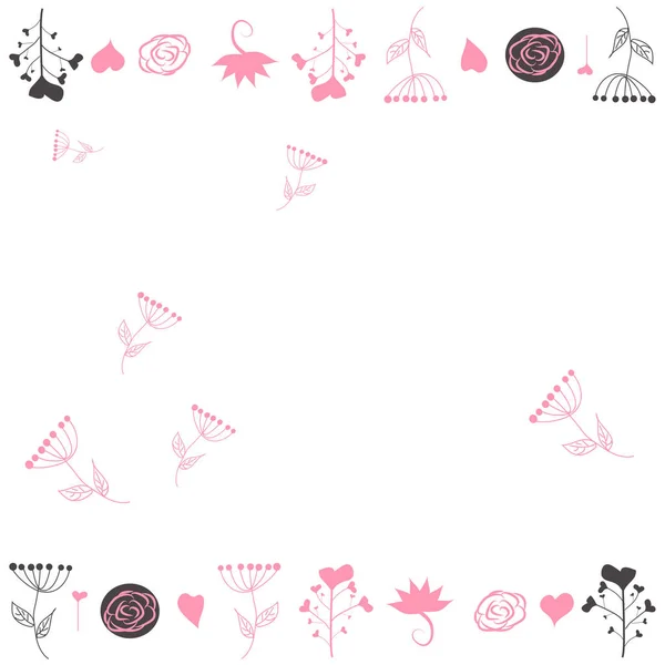 Delikat bakgrund, ram, klippbok, med rosa blommor, rosor, — Stock vektor