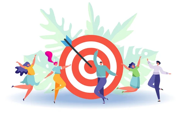 Ilustración del concepto de negocio, Target con una flecha, golpeó el alquitrán — Archivo Imágenes Vectoriales