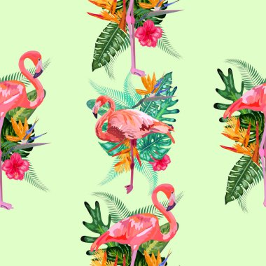 Flamingolu, canavarlı ve palmiye yapraklı tatlı pastel desenli. Hayır.