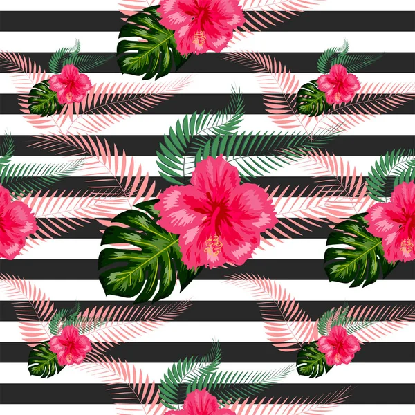 Tropisches Muster. tropische Blumen und Blätter für Ihr Design. h — Stockvektor