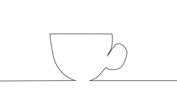 Continuous line drawing of cup of coffee. illustration — 스톡 벡터