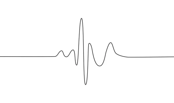 Coração humano e silhueta ritmo, única linha preta contínua . — Vetor de Stock