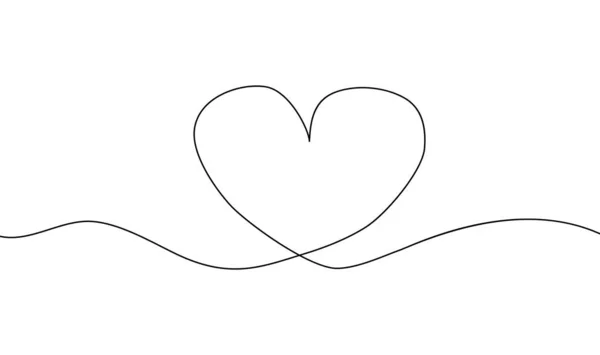 Συνεχής γραμμή σχέδιο της καρδιάς, μαύρο και άσπρο μινιμαλιστικό άρρωστος — Διανυσματικό Αρχείο