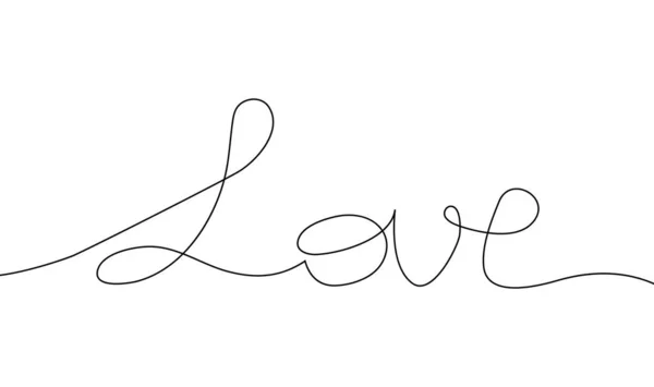 Dibujo continuo de la palabra LOVE, minimalista en blanco y negro — Archivo Imágenes Vectoriales