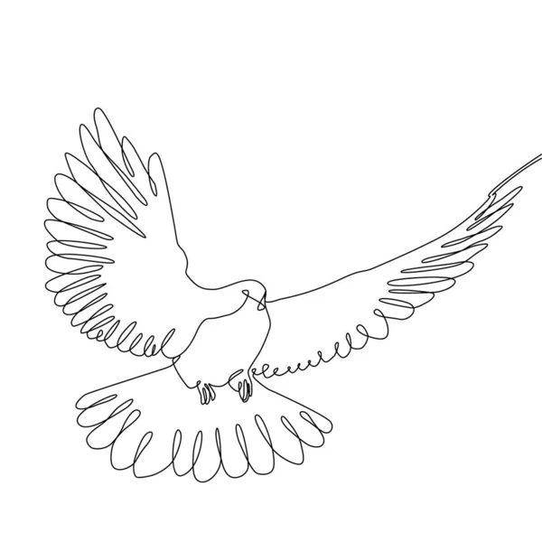 Un pigeon de ligne. Dessin continu d'une ligne libérant un oiseau fr — Image vectorielle