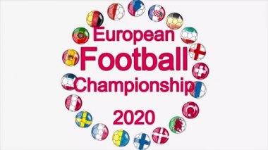 Ülkelerin bayraklarıyla 2020 Avrupa Şampiyonası futbol kupası kompozisyonu