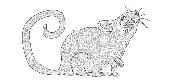 Hand dras zentangle musen för att färga bok för vuxna och andra dekorationer — Stock vektor