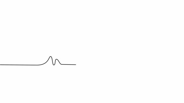 Una línea es auto-coordinado Cardiograma taza de café, concepto de despertar, dependencia del café — Vídeo de stock