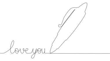 Bir çizgi. Kalem seni seviyorum diyor. Sağlam bir sanat eseri. Tükenmez. Biro. El çizimi minimalist tasarım.