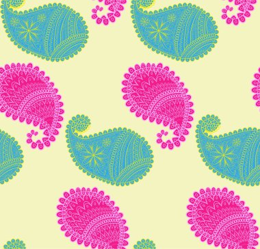 Türk salatalıkları. Doğu motifi. Kumaşlar için kusursuz süs, duvar kağıdı, arka plan. Retro tarzı, klasik..