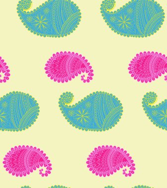 Türk salatalıkları. Doğu motifi. Kumaşlar için kusursuz süs, duvar kağıdı, arka plan. Retro tarzı, klasik..