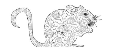 Hand drawn zentangle mouse for coloring book for adult and other decorations/