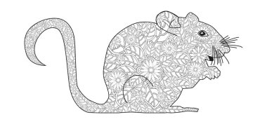 Hand drawn zentangle mouse for coloring book for adult and other decorations/