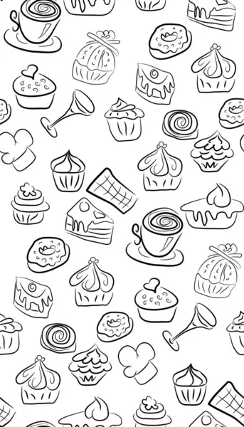 Çizimi Şekerler Şekerler Karalamalar Beyaz Arka Planda Izole Yiyecekler Kusursuz — Stok Vektör