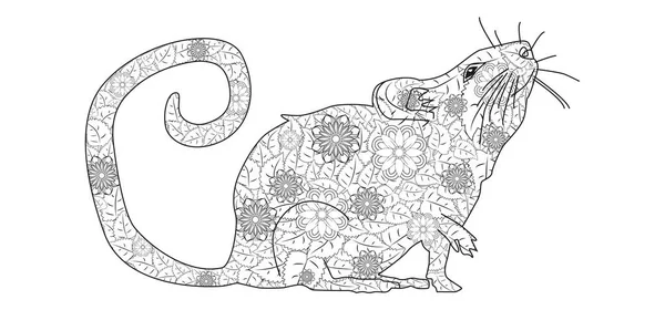 Hand Drawn Zentangle Mouse Coloring Book Adult Other Decorations — Διανυσματικό Αρχείο