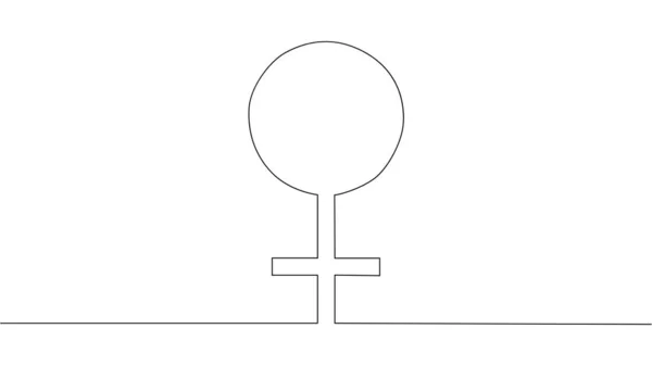 Однорядковий Малюнок Значка Лінії Символів Венери Знак Контуру Піктограма Лінійного — стоковий вектор