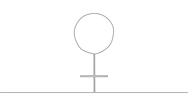 Однорядковий Малюнок Значка Лінії Символів Венери Знак Контуру Піктограма Лінійного — стоковий вектор