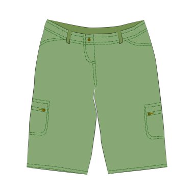 Green men's, women's, unisex shorts for a summer hike in the mountains. clipart