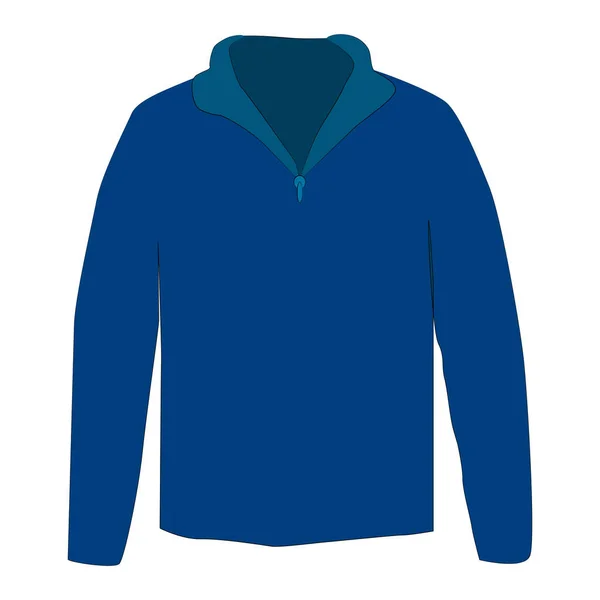 白い背景に隔離された半ジッパー長い袖ブルーセーター — ストックベクタ