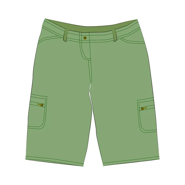 Grüne Männer Frauen Unisex Shorts Für Eine Sommerwanderung Den Bergen — Stockvektor