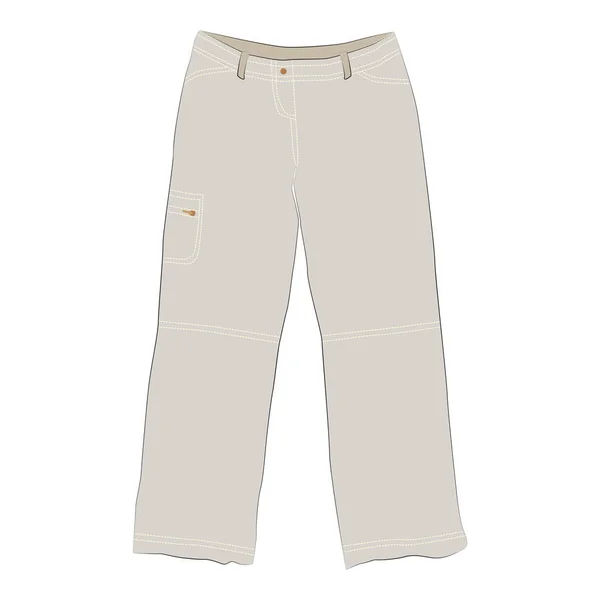 Pantalone Beige Uomo Donna Unisex Fondo Bianco — Vettoriale Stock