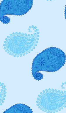 Kızılderili süsüsüyle mavi, pürüzsüz desen. Türk salatalığı.