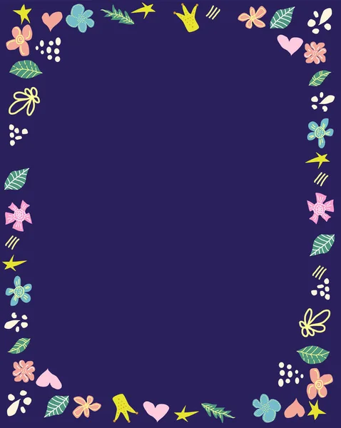 バナー フラワーフレームテンプレートをお勧めします 結婚式招待植物のデザイン 美しい花と装飾的な境界線 自然花手描きイラスト付きテキストスペース — ストックベクタ