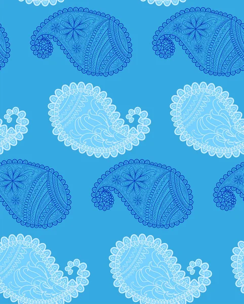 Blue Seamless Pattern Indian Ornament Turkish Cucumber — Stock Vector