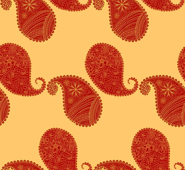 Rood Naadloos Patroon Met Indiaas Ornament Turkse Komkommer — Stockvector