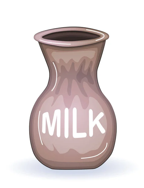 Čerstvé Mléko Ilustrace Keramický Džbán Krásná Hrnčířství Etnické Nádobí Zemědělský — Stockový vektor