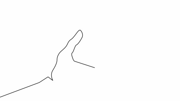 Self drawing animation of continuous line drawing of hand with mobile phone — Stock video