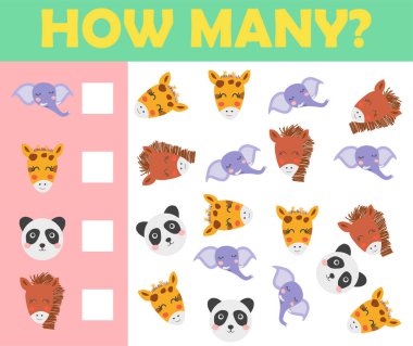 Anaokulu Çocukları İçin Hayvanların Matematiksel Oyununun Çizgi Filmleri